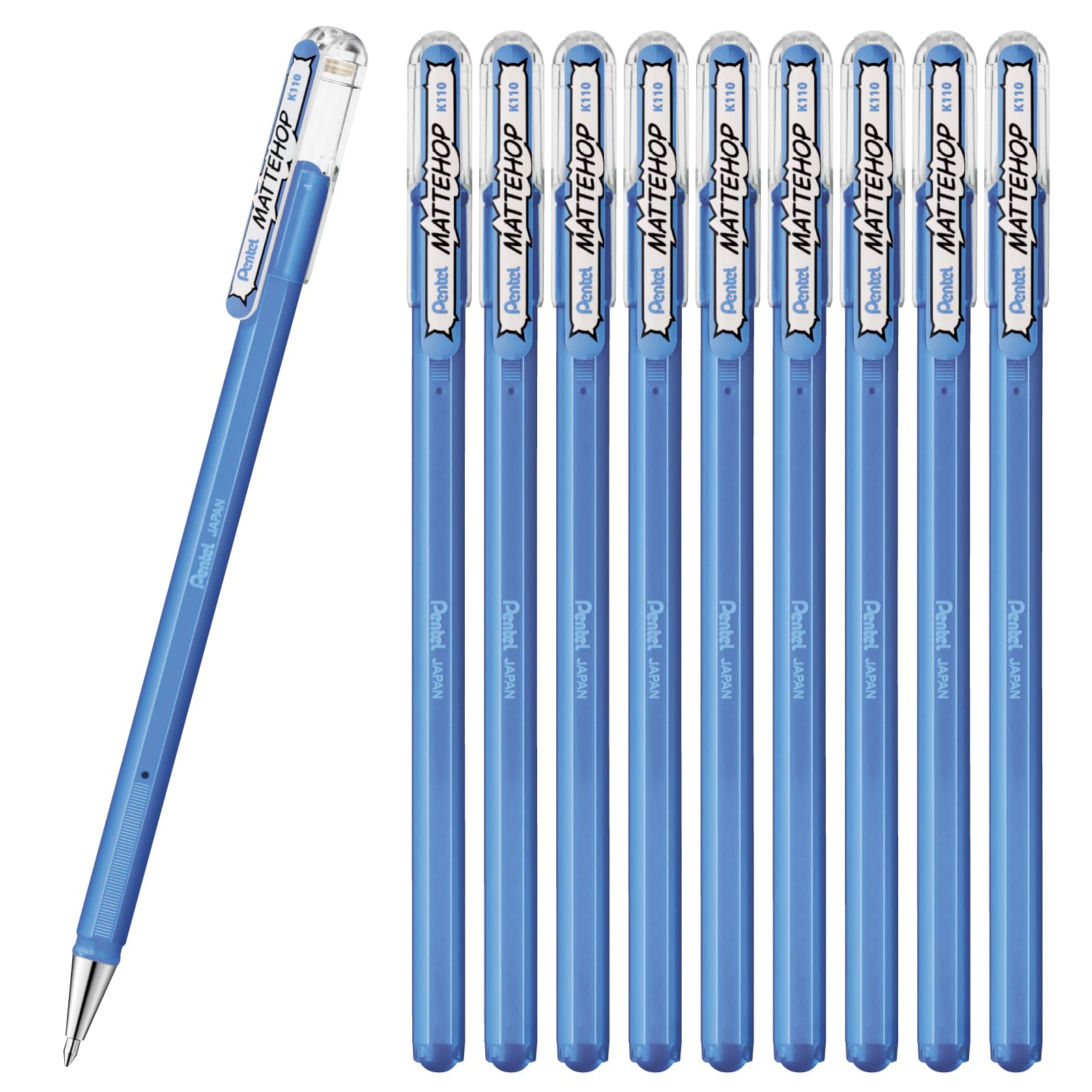 Pentel Matte Hop Color Ballpoint Sky 10 Pen, Blue, pens, K110-VS
