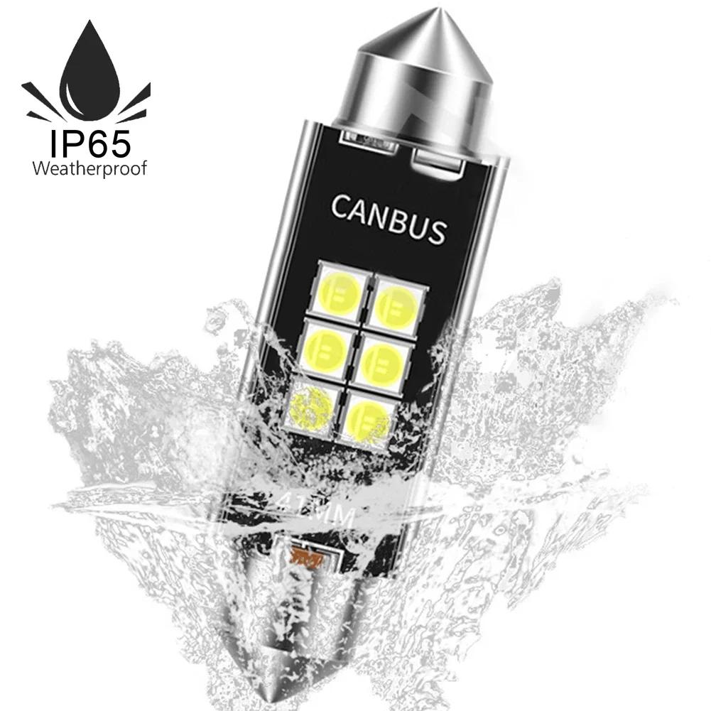 1/2PCS Super Bright C10W C5W LED Bulb Festoon 31/36/39/41mm LED CANBUS 1200LM 12V 6500K Car Interior Dome License Plate Light