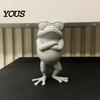 Crossed Arms Frog Statue 3D Printed Figure, Mini Desktop Ornament, Simulated Model Tsundere Collectible with Sunglasses Arms, Standing for Desk,