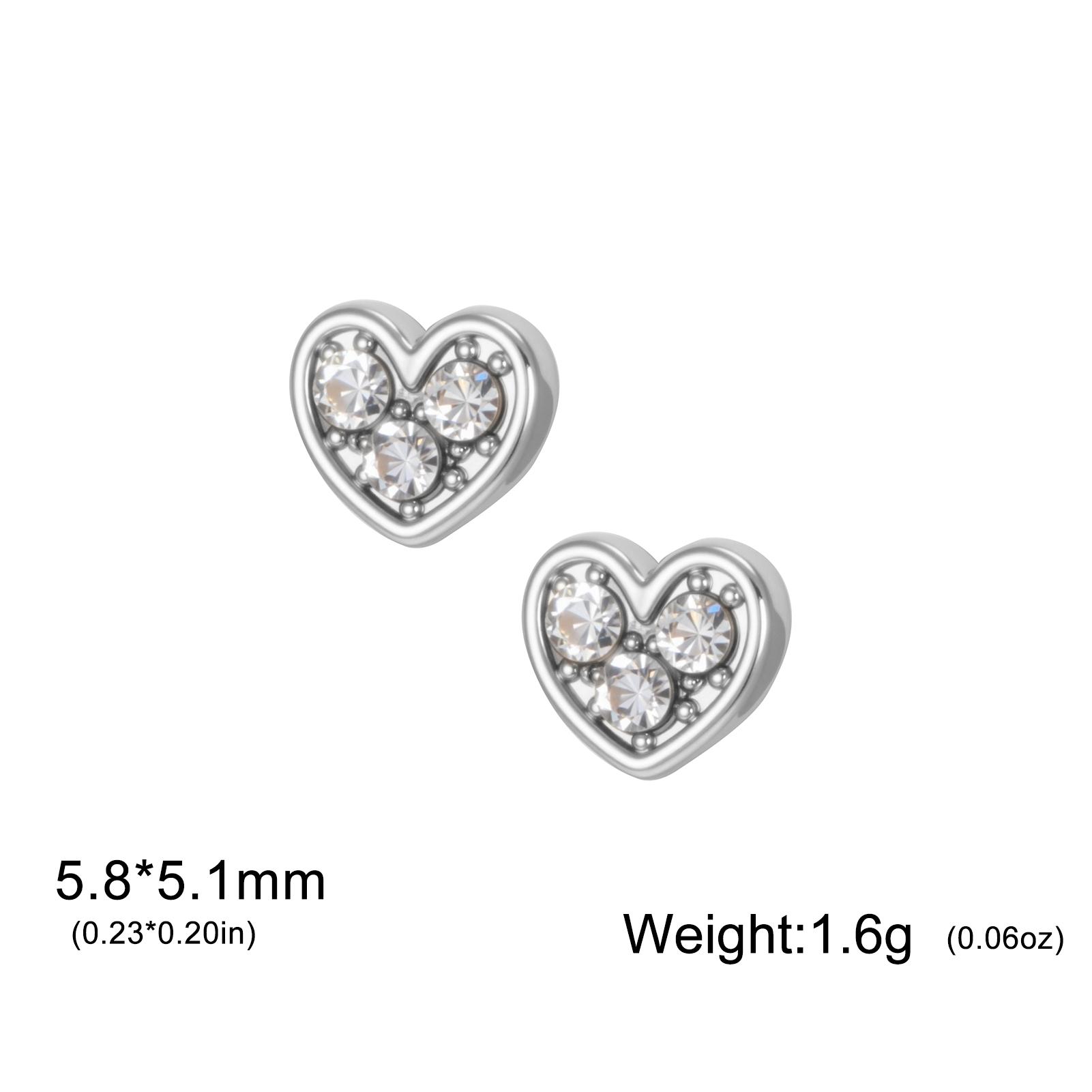 

Teamer Love Heart Clear Zircon Stud Earring For Women Girls Gold Color Stainless Steel Sweet Romantic Fashion Jewelry Gift New