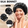 Women's Wide-brimmed Night Sleep Hair Caps Silky Bonnet Nightcap Elastic Headband Satin Head Cover Hat Shower Cap for Curly Hair