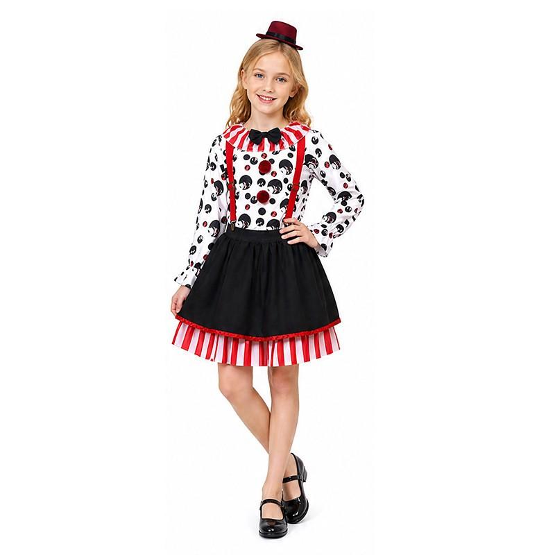 Déguisement Clown Halloween Enfants Thème Cirque Robe Cosplay Tenue Unisexe Style Rue