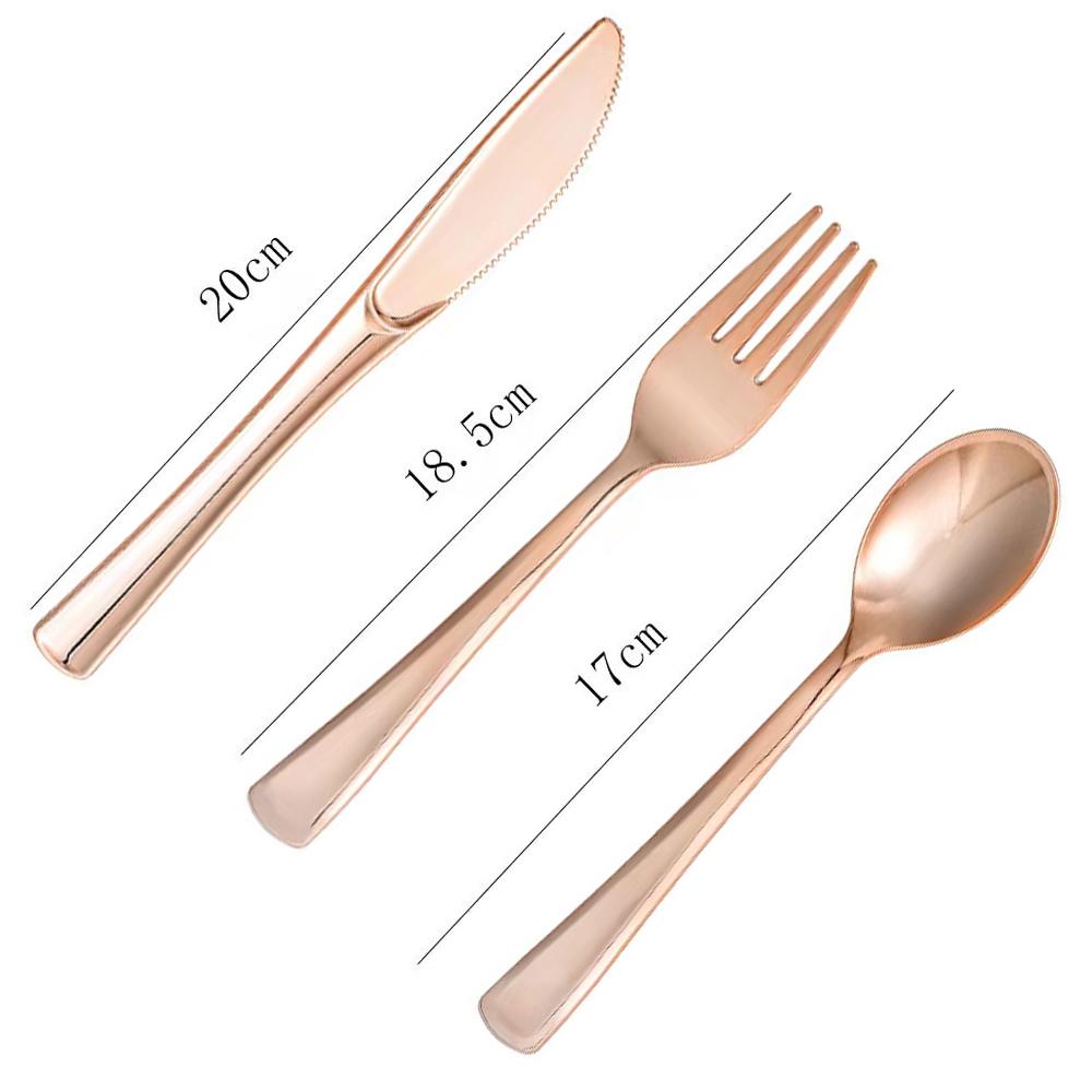 Gold Party Tableware Set: Rose Gold Plates, Cups, Straws, and Cake Dishes