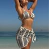 2026 Fashionable and Sexy Composite Fabric Three-piece Mesh Skirt Swimsuit Bikini Swimsuit