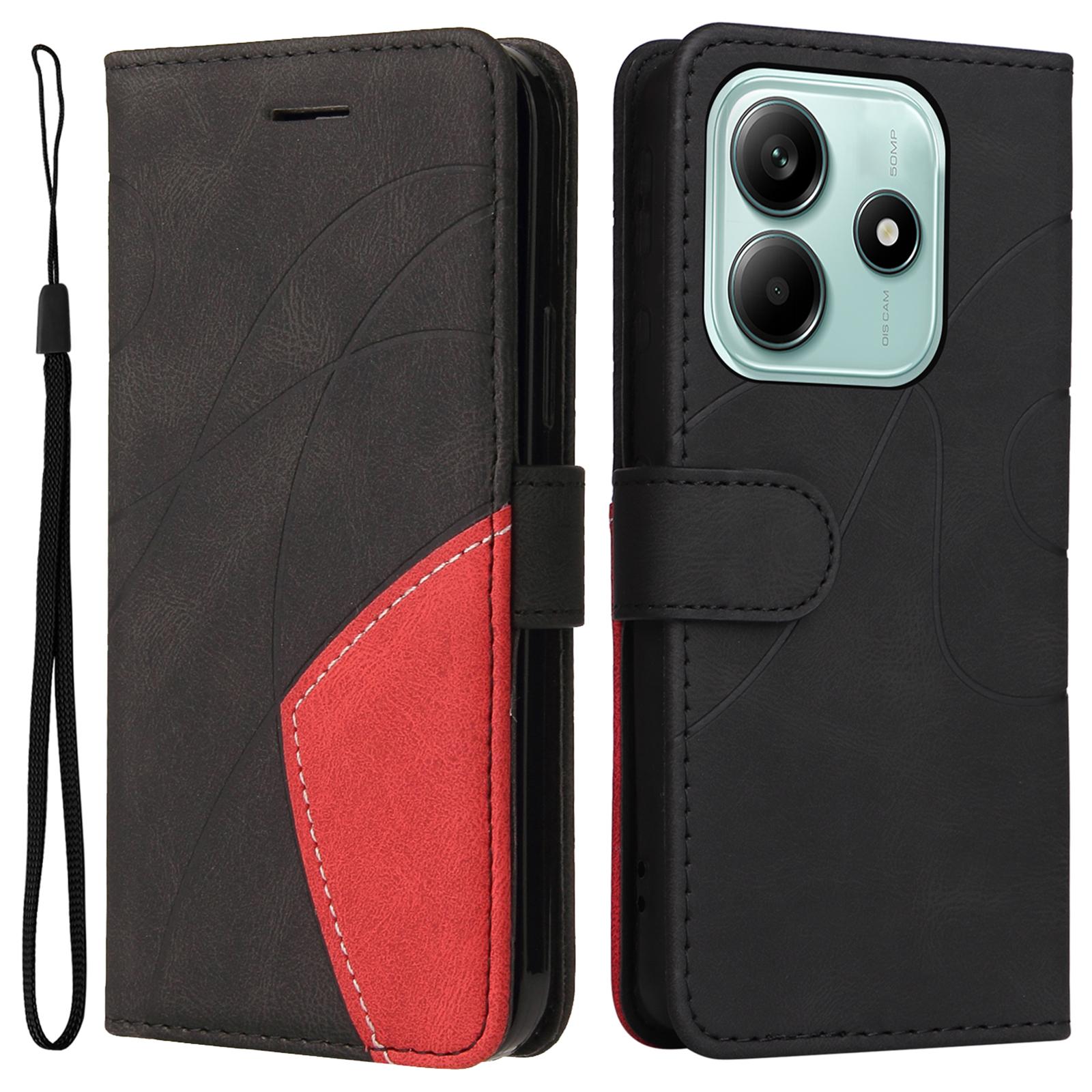 

Кожаный чехол-кошелек с подставкой для Xiaomi Redmi Note 14 5G, цветная вставка, чехол для телефона A