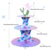 Mermaid Theme Cupcake Stand 3 Layers Honey Food Display Stand Children Birthday Dessert Tower Paper Christmas Snack Display
