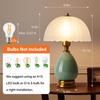 Vintage Keramik-Tischlampe mit plissiertem Glasschirm, Türkis & Gold Akzentlampe für Schlafzimmer, Wohnzimmer & Büro (Türkis-01)
