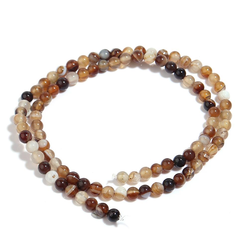 

1 Strand 4/6/8/10/12/14/16mm Natural Dark Brown Stripe Agate Stone Beads Round Loose Beads For Jewelry Making Bracelet Necklace