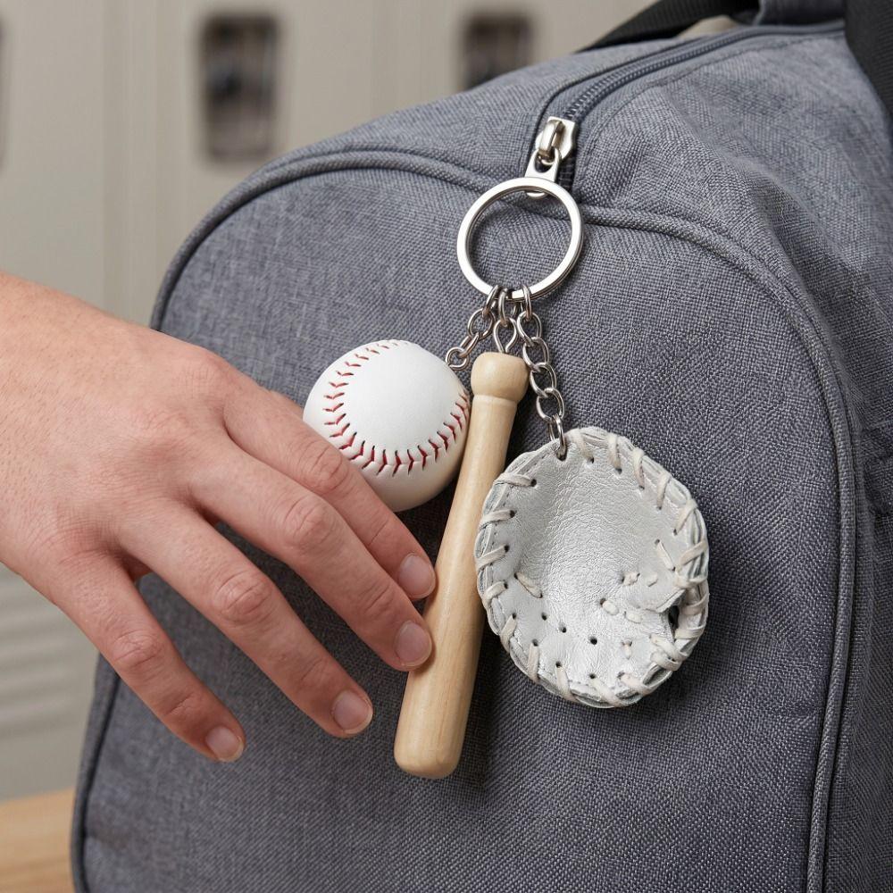PU Leather Bag Hanging Personalized Baseball Pendant Funny Car Key Ring Sporty Accessories