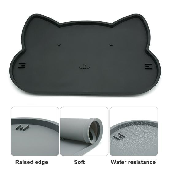 Yousheng Katzenfuttermatte Rutschfest Wasserdicht mit erhöhtem Rand Auslaufsicher Hält Ordnung Haustierfuttermatte Hund Katze Zubehör