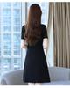 Elegant Hepburn-Style V-Neck A-Line Dress with Waist-Cinch & Short Sleeves