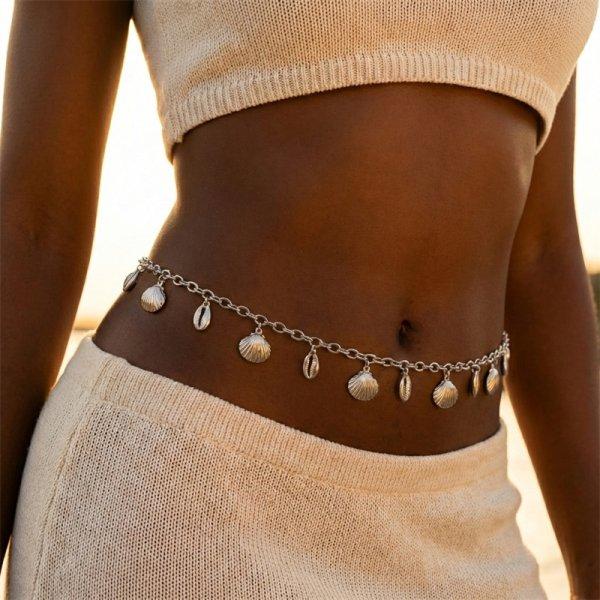 Summer Bohemian Shell Starfish Waist Chain Women Rice Bead Body Jewelry Bikini Beach Vacation Accessory