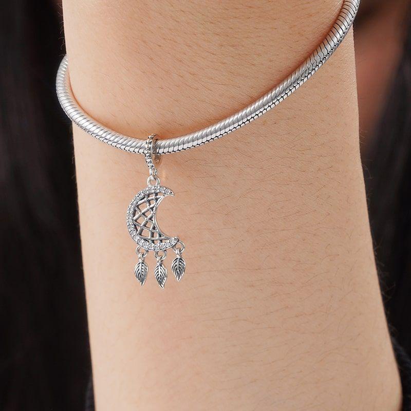 New copper Dreamcatcher Feather Charm Of Bracelets Beaded Compatible With Authentic Bracelets Accessories Do It Yourself Ladies Jewellery