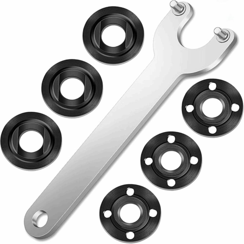 7PCS Professional Metal Angle Grinder Wrench Thicken Grinder Parts Flange Replacement Lock Nut Ergonomic Pressure Plate Wrench