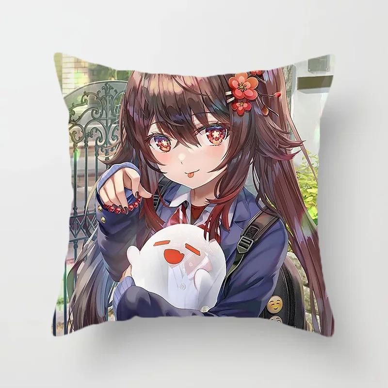Genshin Impact Anime Kawaii Girl Print Pillowcase Living Room Sofa Bedroom Cushion Cover Cosplay Anime Pillowcase Gift