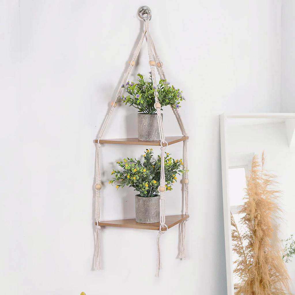 Floating Shelves Wood Stand Boho Home Decor Corner Shelf Wall Hanging Decor Triangle Shelf Display Stand Home Decoration Crafts