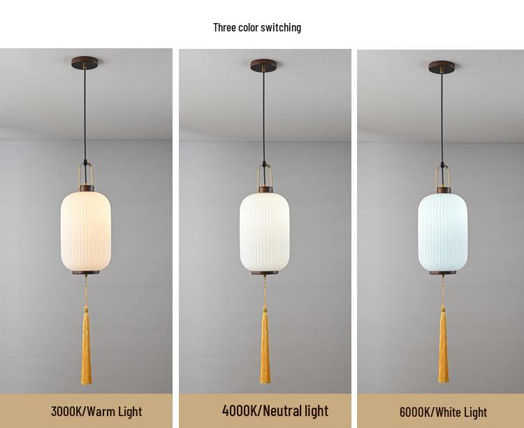 Modern Asian-Inspired Striped Glass Pendant Light for Restaurants and Bars