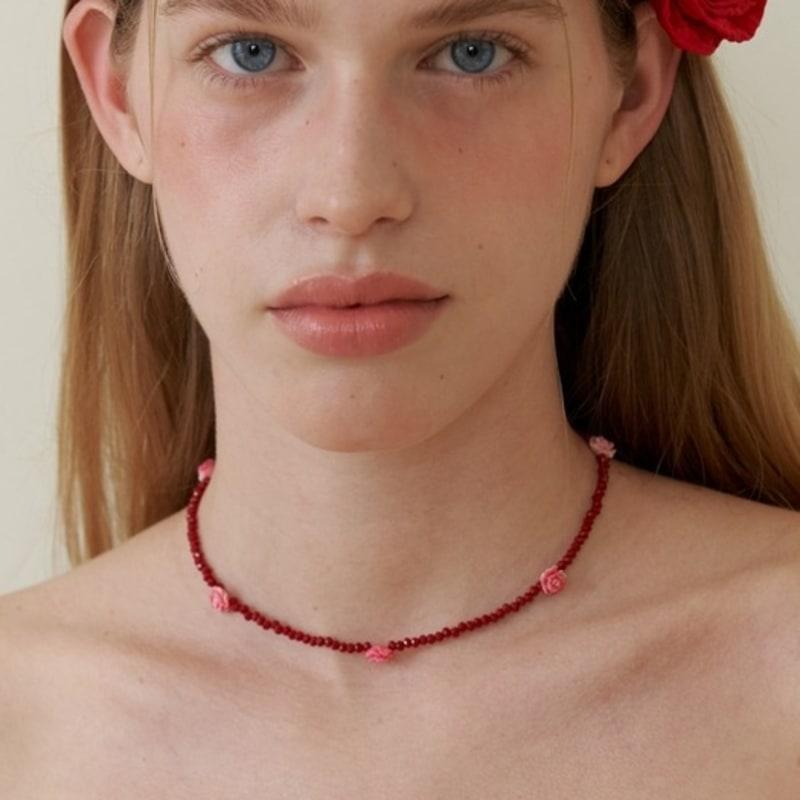 LOVE ME MONSTER 5 Rose Crystal Choker_2Color