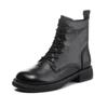 Plus Size Women's Genuine Leather Martin Boots - Flat Heel, Lace-up, Side Zipper, Cowhide, Ankle Boots, Sizes 41–43, Versatile for Autumn 2022.