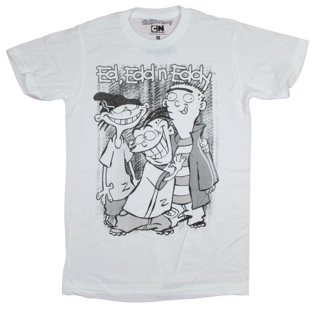 T-shirt Nuova per Adulti Ed, Edd & Eddy - Trio Sorridente Bianco e Nero