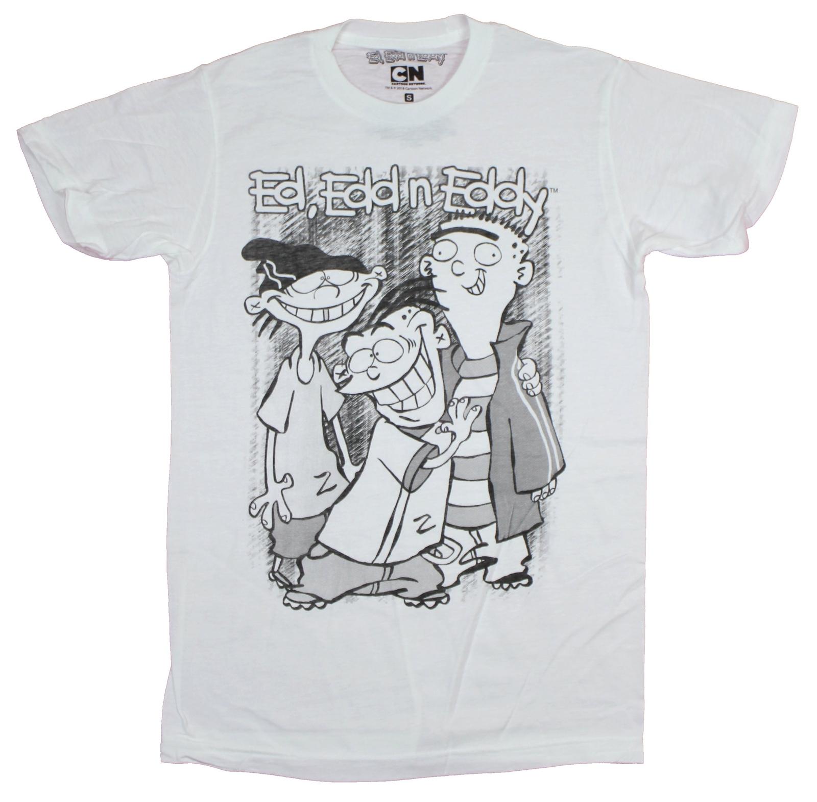 Ed Edd & Eddy Adult New T-Shirt - Black & White Smiling Trio XXXXL