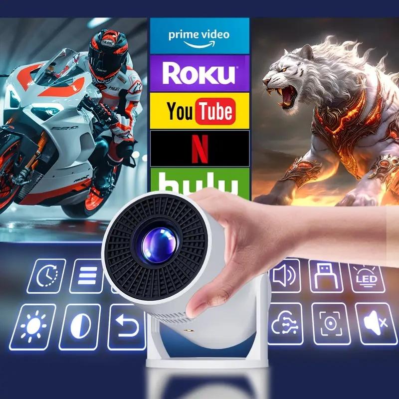 HY300 4K Android 11 Projector - Dual WiFi6,1280x720P HD Outdoor Home Cinema Projector ,Low Noise & Portable Design