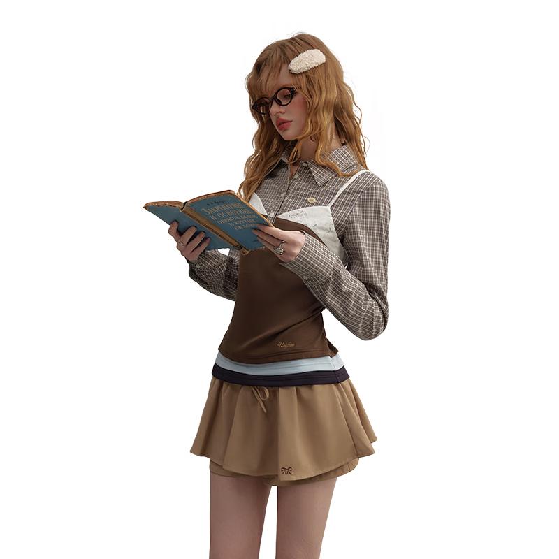 

UNIFREE Women s Academy Style Plaid Long Sleeve Shirt M