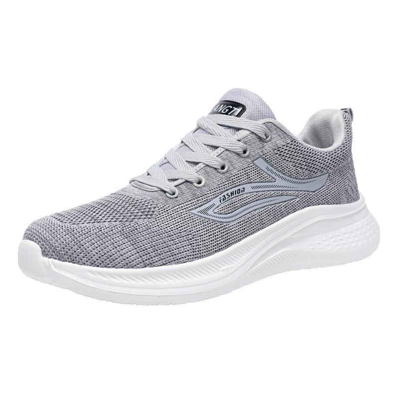 Lightweight fly-woven sports shoes autumn versatile breathable casual shoes flat heel old walking shoes men