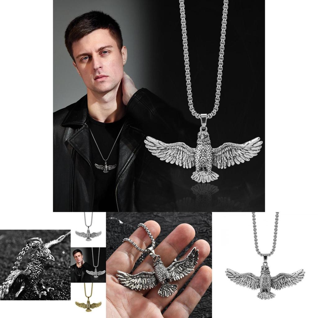 Stunning Titanium Steel Eagle Pendant Necklace For Men Vintage Hip Hop Style Jewelry
