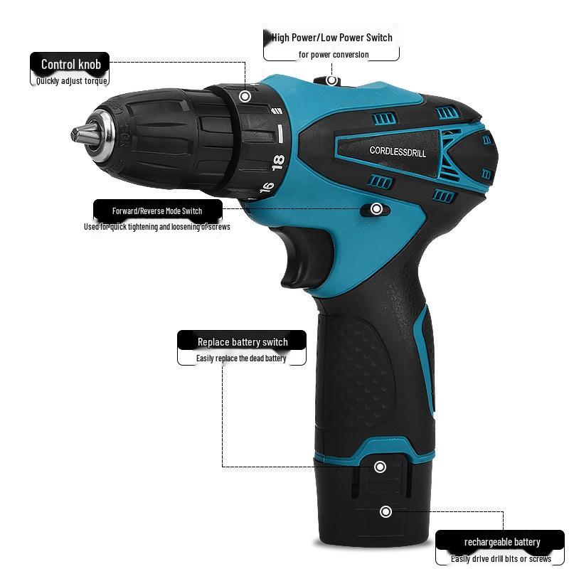 Multi-functional 12V Rechargeable Lithium Electric Drill & Screwdriver Set