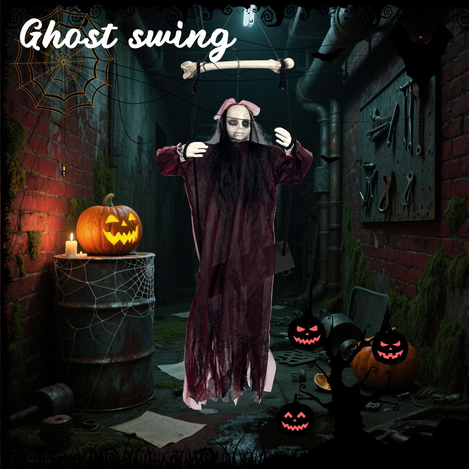 

Halloween Swing Hanging Decoration Red Swing Electric Light Sound Induction Horror Trick Decoration One Size