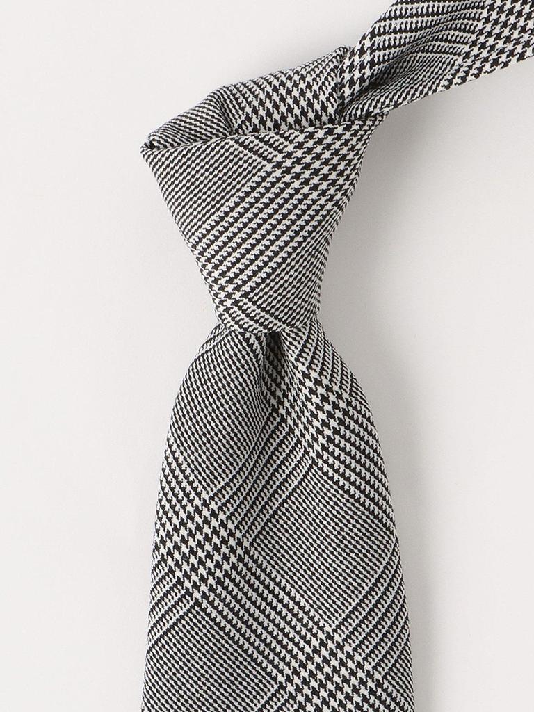 [BEAMS HART] Glen Check Necktie for Men, White, Free Size, 414417539940188