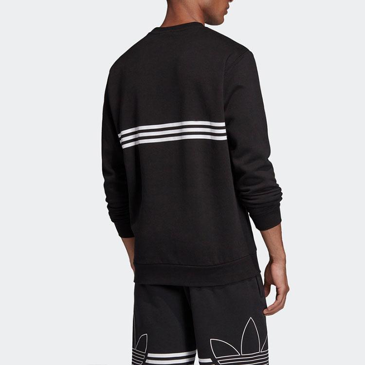 Adidas Originals Outline Crew Fleece Casual Loose Sweatshirt Men Tops Black ED4685