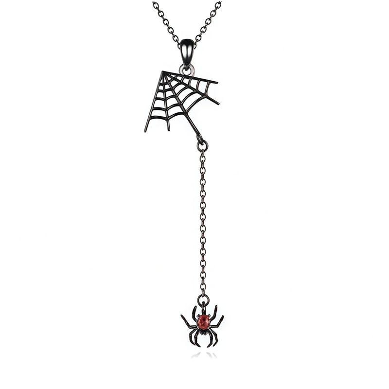 New Gothic Style Spider Web Pendant Necklace, Retro Personalized Long Chain Women s Accessory 40CM