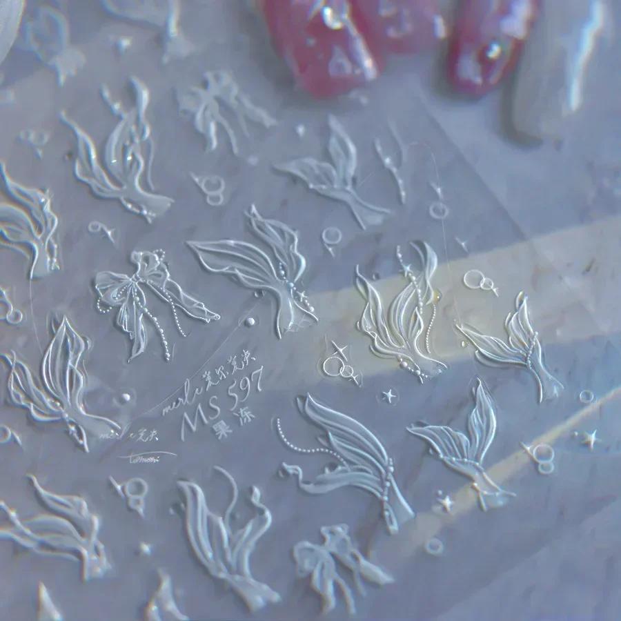 Magical Blow Bubbles Goldfish Bunny Rabbit Cat Kitten Shape Shiny Dreamy Bubbles 5D Nail Art Decorations Sticker Manicure Decal