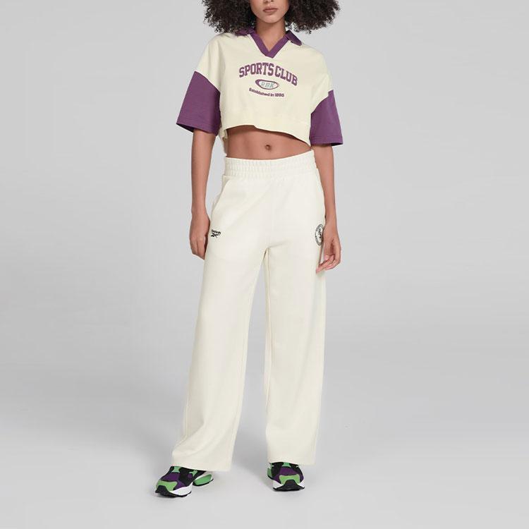 Reebok Letter Mid Waist Loose Casual Pants Women Bottoms Off-White 24SRC602WGW2