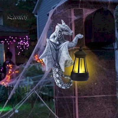 Dragon Tree Hugger with Solar Lantern Weather Resistant Outdoor Garden Yard Pathway Patio Lawn Resin Dragon Figurine Statue Decoration Ornament