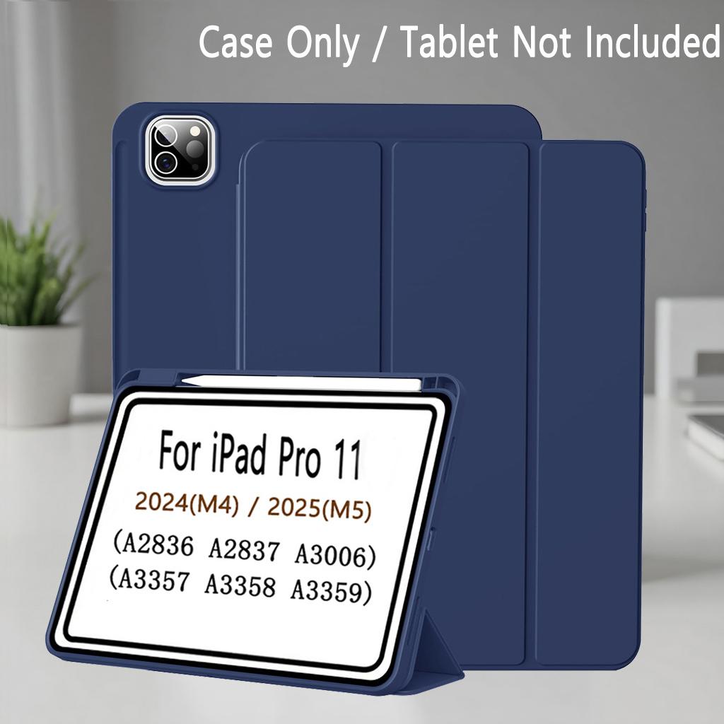 Case for iPad Pro 11-Inch M5/M4 / (6th/5th Generation), Slim Stand Soft Back Shell Smart Cover with Auto Wake/Sleep