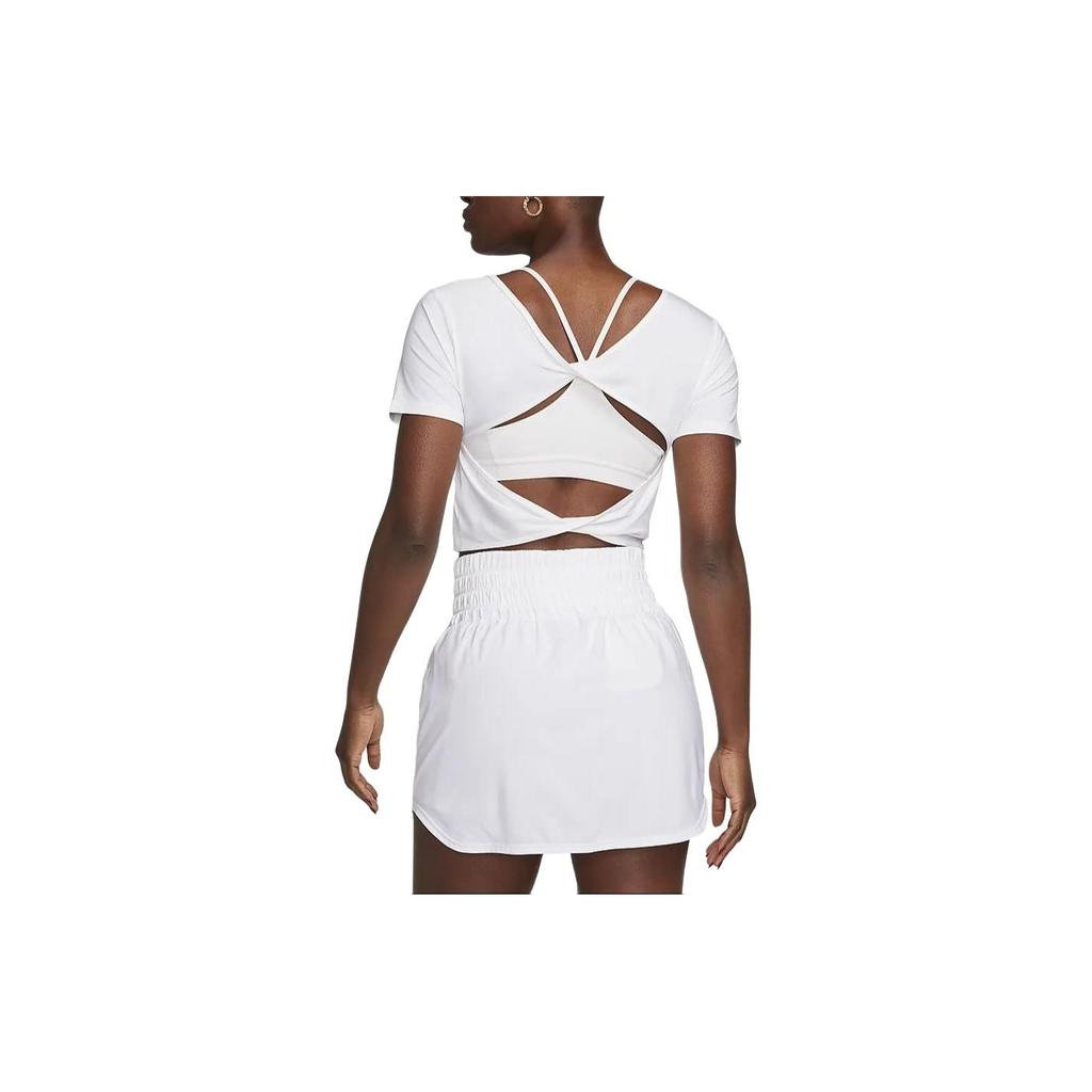 Nike Camiseta de Manga Corta con Diseño Hueco Redondo de Color Sólido Clásico para Mujer Tops Blanco FN2852-100
