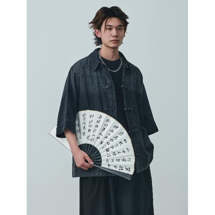 Jachetă de denim vintage în stil chinezesc nou de vară pentru bărbați și femei, top din denim spalat cu nasturi retro largi