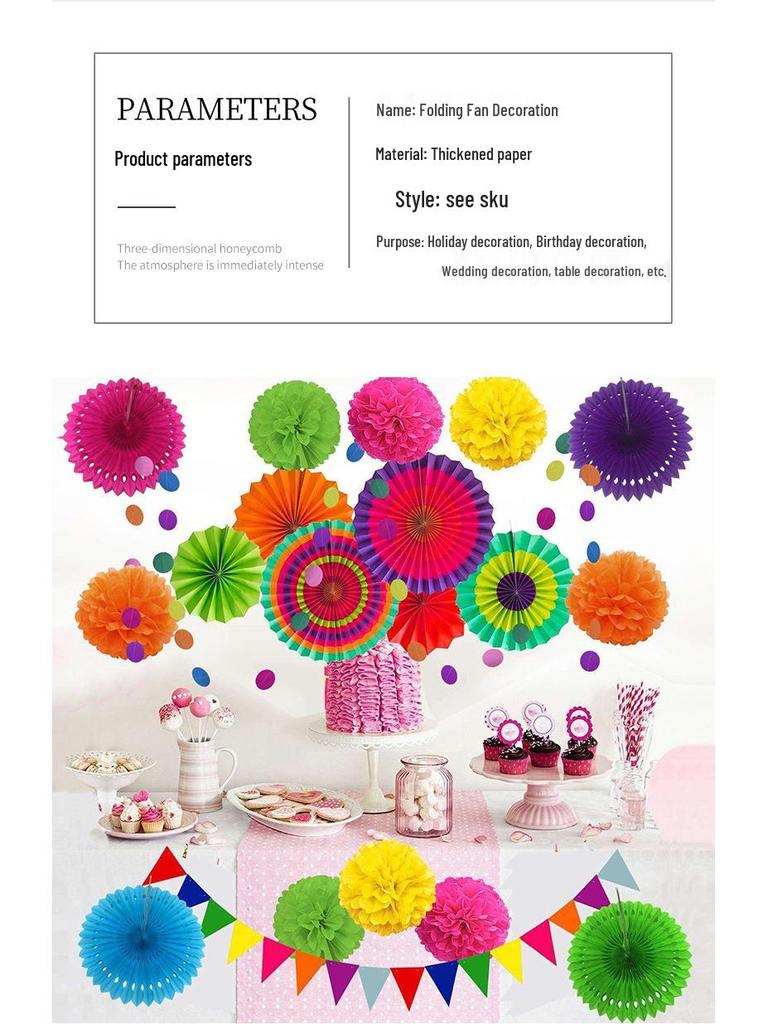 Blue Ocean 3D Folding Fan & Star Pendant Decoration Set for Kids' Birthday Party