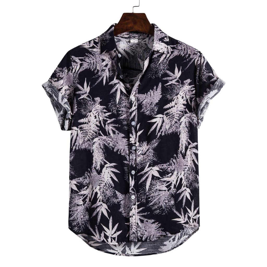 Camicia da uomo hawaiana Stampa moda mare Manica corta Abbigliamento da uomo Moda Collo a revers Bottoni Top T-shirt Nuova camicia da uomo