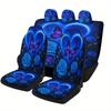 Blue Roses And Butterfly Designed Car Seat Cover Set For Most Cars, Decorative Fashionable High-quality Car Seat Protector Cover