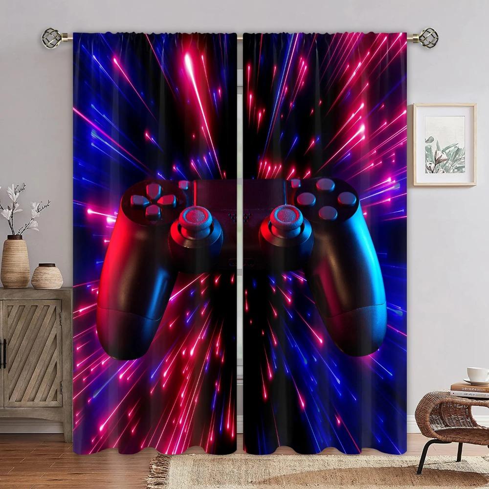 Technology sense game handle curtain future cool sense, a set with two pieces, home bedroom living room curtain Decor