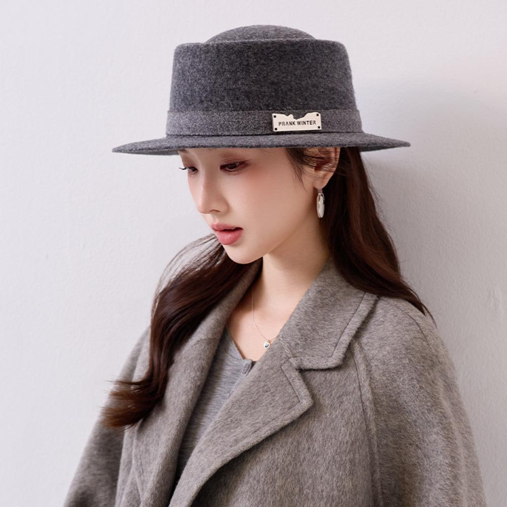 Wool Felt Women's Wool Hat Flat Top French Fedora Hat New Retro Lady Hat  Autumn Winter Daily Wear
