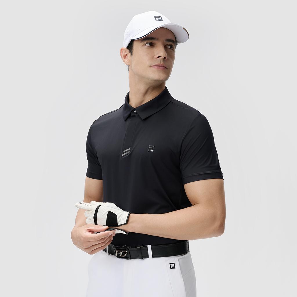 Fila Golf Small Logo Business Casual Sports Polo Shirt Men Tops Deep-Black A11M435138FBK