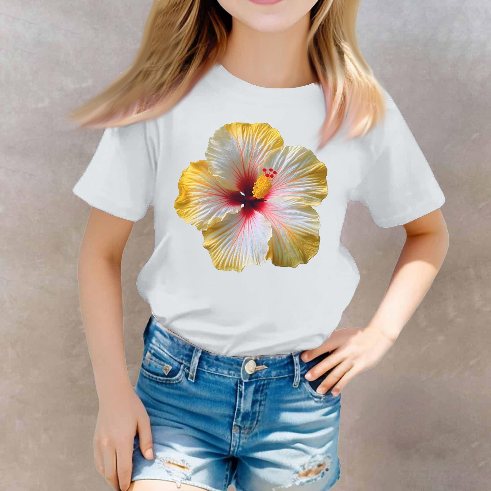 

Футболка с короткими рукавами и круглым вырезом для девочек в стиле кэжуал 150 белый