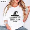 Salem Witch Social Club Comfort Colours T-Shirt Halloween Witch Hat Tee Witchy Gift Ideas