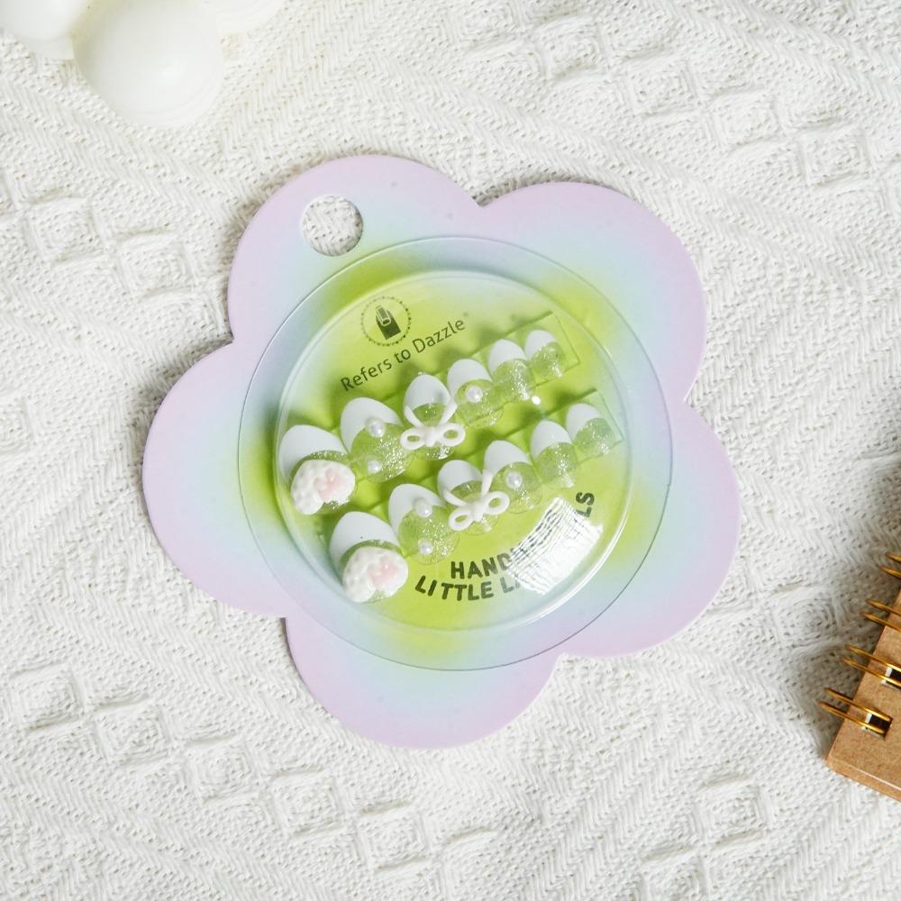 

12Pcs/set Butterfly Love Heart Nail Art Tips Kids White Cartoon Fake Nails Kids