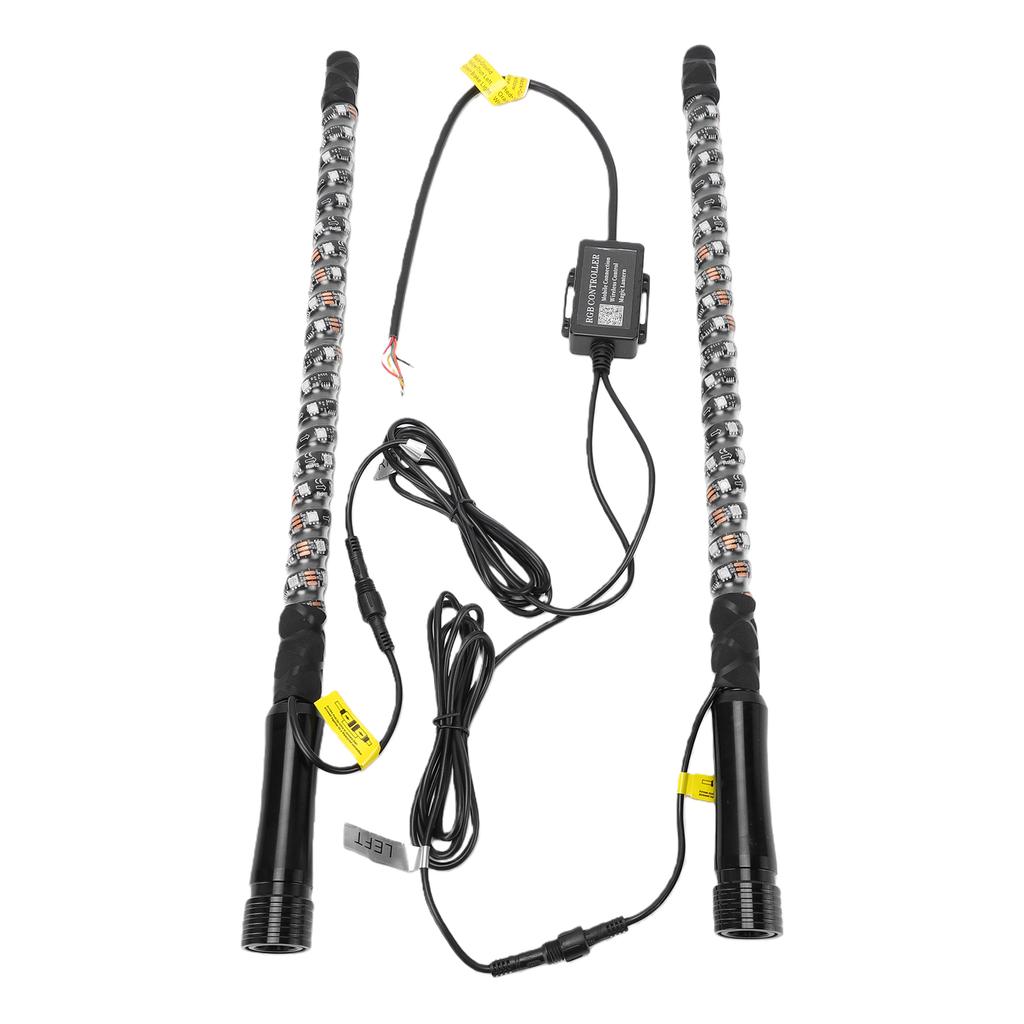 2pcs RGB LED Whip Lights 0.6m with APP Remote Control Music Antenna Whip Light for UTV ATV Offroad Truck